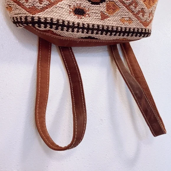 Myra Bag Vibrant Fine Leather/Rug Bohemian Design Backpack  display picture 2